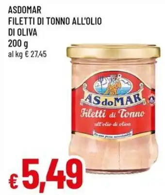 A&O ASDOMAR FILETTI DI TONNO ALL'OLIO DI OLIVA 200 g offerta