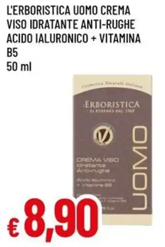 A&O L'ERBORISTICA UOMO CREMA VISO IDRATANTE ANTI-RUGHE ACIDO IALURONICO + VITAMINA B5 50 ml offerta