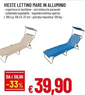 A&O VIESTE LETTINO MARE IN ALLUMINIO offerta