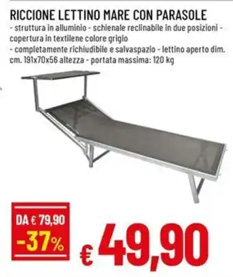 A&O RICCIONE LETTINO MARE CON PARASOLE offerta