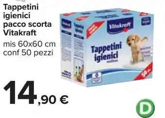 Carrefour Iper Vitakraft Tappetini igienici pacco scorta 60x60cm 50 pezzi offerta