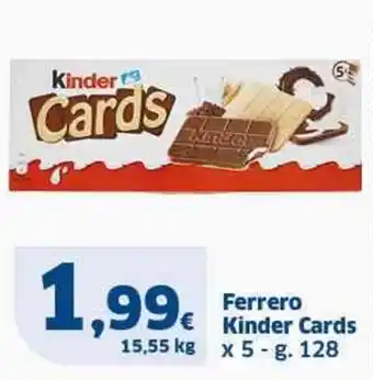 Sigma Ferrero Kinder Cards x 5 g 128 offerta