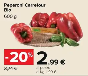 Carrefour Iper Carrefour Bio Peperoni 600g offerta