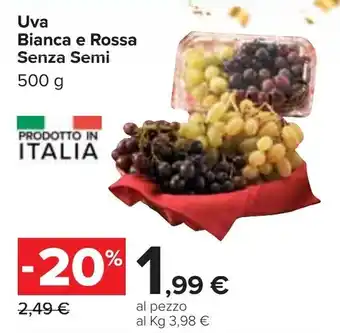 Carrefour Iper Uva Bianca e Rossa Senza Semi 500g offerta