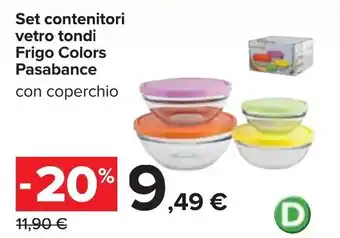 Set contenitori vetro tondi Frigo Colors Pasabance