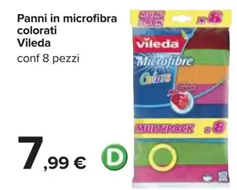 Carrefour Iper Vileda Panni in microfibra colorati 8 pezzi offerta