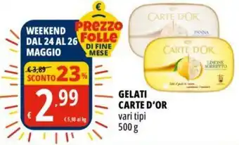 GELATI CARTE D'OR vari tipi 500 g