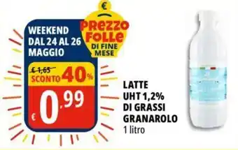 Tigros LATTE UHT 1,2% DI GRASSI GRANAROLO 1 litro offerta