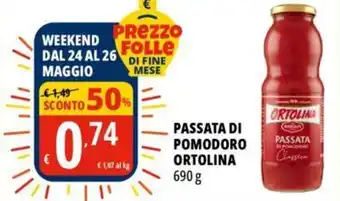 Tigros PASSATA DI POMODORO ORTOLINA 690 g offerta