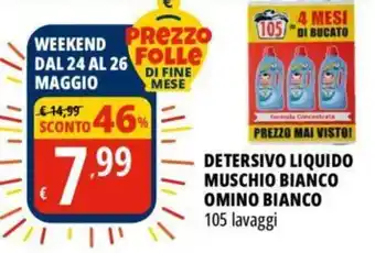 Tigros DETERSIVO LIQUIDO MUSCHIO BIANCO OMINO BIANCO 105 lavaggi offerta