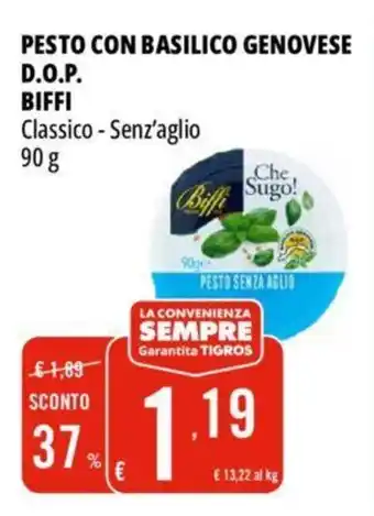 Tigros PESTO CON BASILICO GENOVESE D.O.P. BIFFI Classico - Senz'aglio 90 g offerta