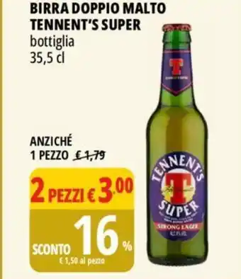 Tigros BIRRA DOPPIO MALTO TENNENT'S SUPER bottiglia 35,5 cl offerta