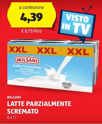 ALDI MILSANI LATTE PARZIALMENTE SCREMATO 6 x 1 l offerta