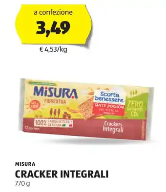 ALDI MISURA CRACKER INTEGRALI 770 g offerta