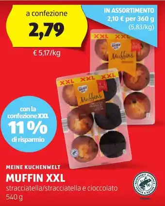 ALDI MEINE KUCHENWELT MUFFIN XXL stracciatella/stracciatella e cioccolato 540 g offerta