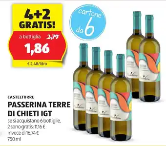 ALDI CASTELTORRE PASSERINA TERRE DI CHIETI IGT 750 ml offerta