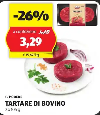 ALDI IL PODERE TARTARE DI BOVINO 2x105 g offerta