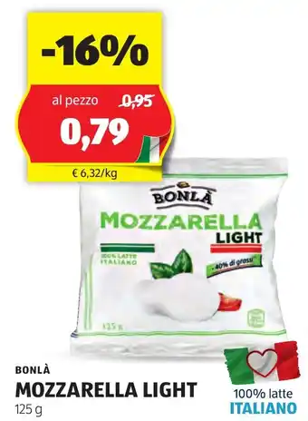 ALDI BONLÀ MOZZARELLA LIGHT 125 g offerta