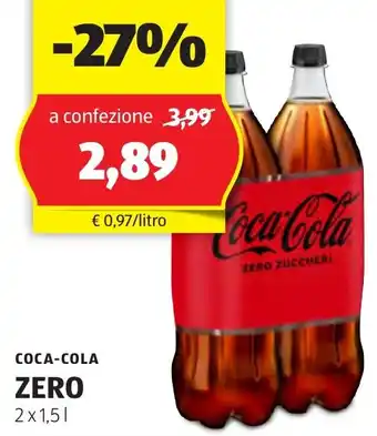 ALDI Coca-Cola ZERO 2 x 1,5 l offerta