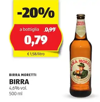 ALDI BIRRA MORETTI BIRRA 500 ml offerta