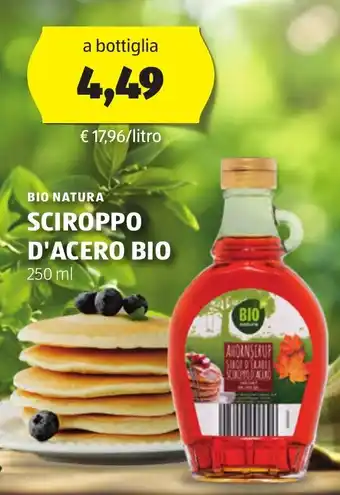 ALDI BIO NATURA SCIROPPO D'ACERO BIO 250 ml offerta