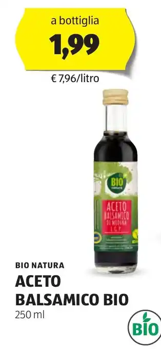 ALDI BIO NATURA ACETO BALSAMICO BIO 250 ml offerta