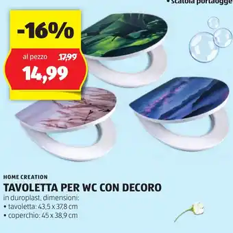 ALDI HOME CREATION TAVOLETTA PER WC CON DECORO offerta