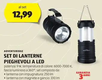 ALDI ADVENTURIDGE SET DI LANTERNE PIEGHEVOLI A LED offerta