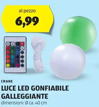 ALDI CRANE LUCE LED GONFIABILE GALLEGGIANTE offerta