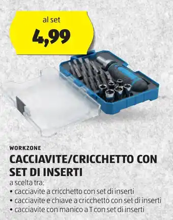 ALDI WORKZONE CACCIAVITE/CRICCHETTO CON SET DI INSERTI offerta