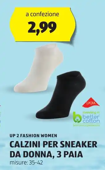 ALDI UP 2 FASHION WOMEN CALZINI PER SNEAKER DA DONNA, 3 PAIA offerta