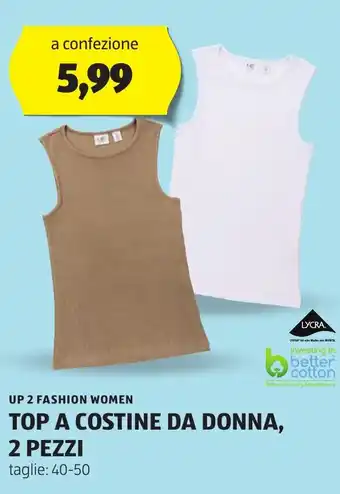 ALDI UP 2 FASHION WOMEN TOP A COSTINE DA DONNA, 2 PEZZI offerta