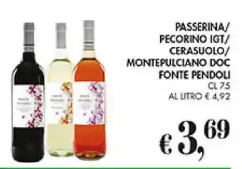 Coal PASSERINA/ PECORINO IGT/ CERASUOLO/ MONTEPULCIANO DOC FONTE PENDOLI CL 75 offerta