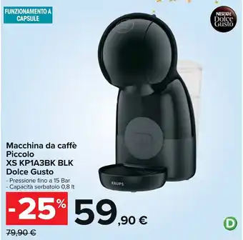 Carrefour Iper Dolce Gusto Macchina da caffè Piccolo XS KP1A3BK BLK 0,8lt offerta