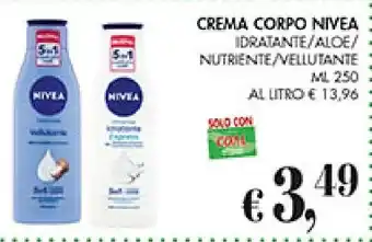 Coal CREMA CORPO NIVEA IDRATANTE/ALOE/ NUTRIENTE/VELLUTANTE ML 250 offerta