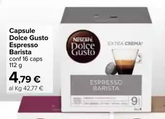 Carrefour Iper Nescafe Dolce Gusto Espresso Barista Capsule 16 caps 112g offerta