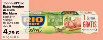 Rio Mare Tonno all'Olio Extra Vergine di Oliva 4 pezzi 80g cad 320g