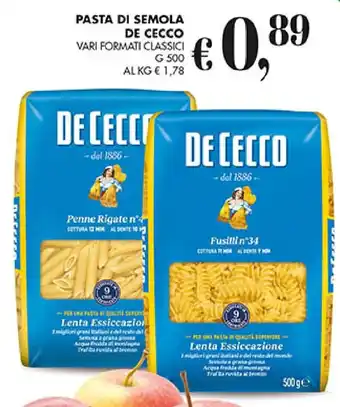 Coal PASTA DI SEMOLA DE CECCO VARI FORMATI CLASSICI G 500 offerta