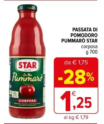 Iperal PASSATA DI POMODORO PUMMARÒ STAR corposa g 700 offerta