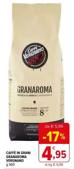 Iperal CAFFÈ IN GRANI GRANAROMA VERGNANO g 500 offerta