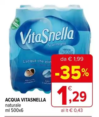 Iperal ACQUA VITASNELLA naturale ml 500x6 offerta