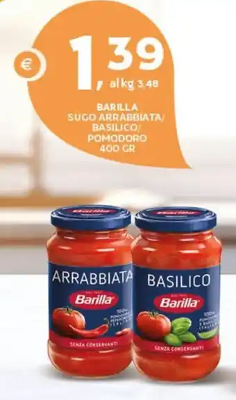 Extra Supermercati BARILLA SUGO ARRABBIATA/ BASILICO POMODORO 400 GR offerta