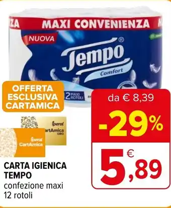 CARTA IGIENICA TEMPO confezione maxi 12 rotoli