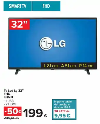 Carrefour Tv Led Lg 32" FHD LQ631 offerta