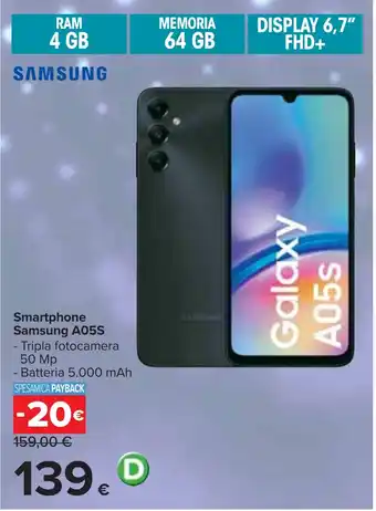 Carrefour Smartphone Samsung A05S offerta