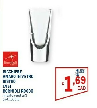 Metro Bicchiere amaro in vetro bistro offerta