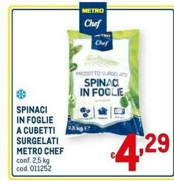 Metro Spinaci in foglie a cubetti offerta