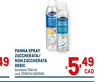 Metro Debic panna spray zuccherata / non zuccherata offerta