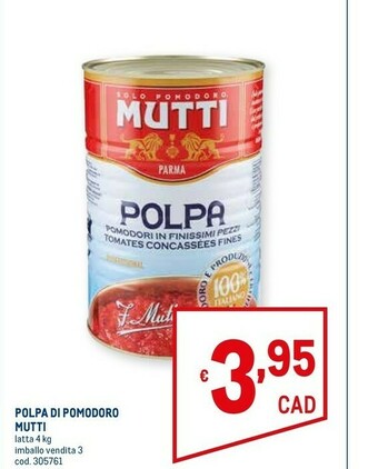 Metro Polpa di pomodoro 4000 g offerta