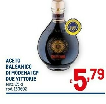 Metro Due vittorie - aceto balsamico di modena igp 250 g(ml) offerta
